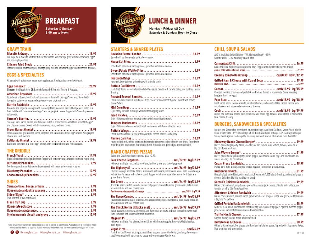 Hideaway Empire Menu image 1
