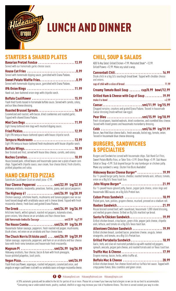 Hideaway Empire Menu image 2