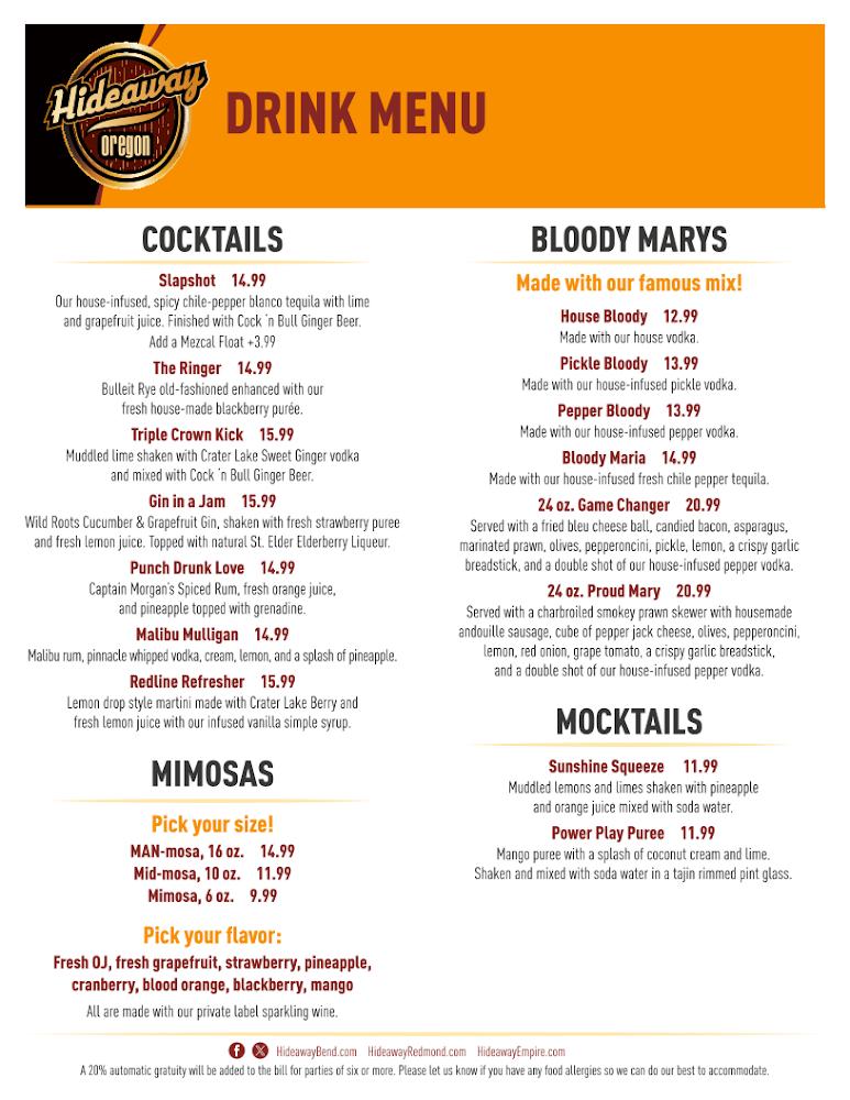 Hideaway Empire Menu image 3